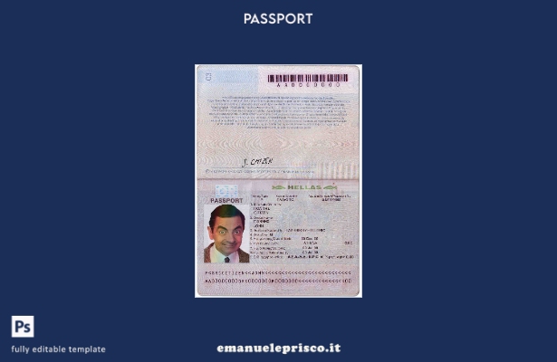 modello di passaporto greco in stile verificato